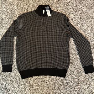 Men’s POLO RALPH LAUREN Houndstooth Merino Wool Zip Sweater- Size Small! NWT